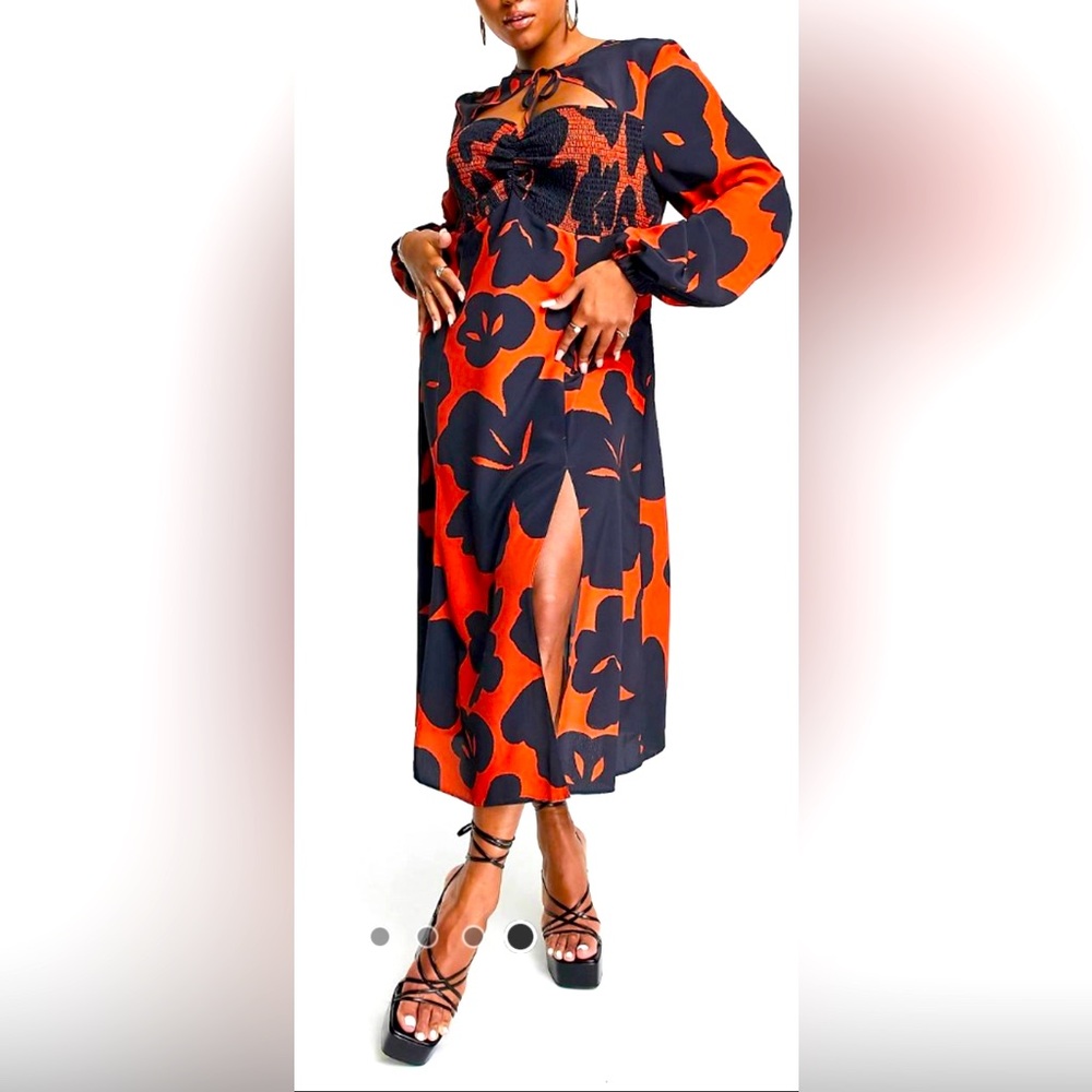 Midaxi Dress 70's print